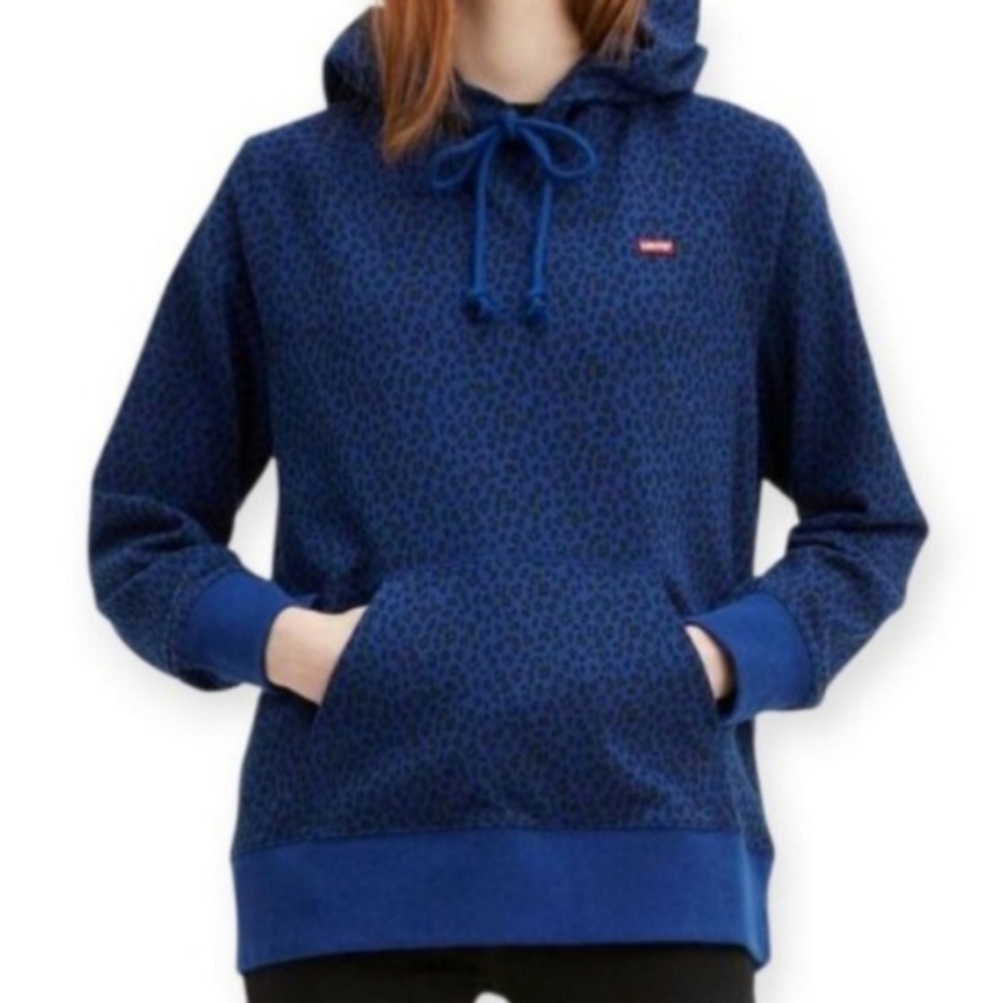 Levi's Blue Leopard Print Hoodie Sz.L EUC.